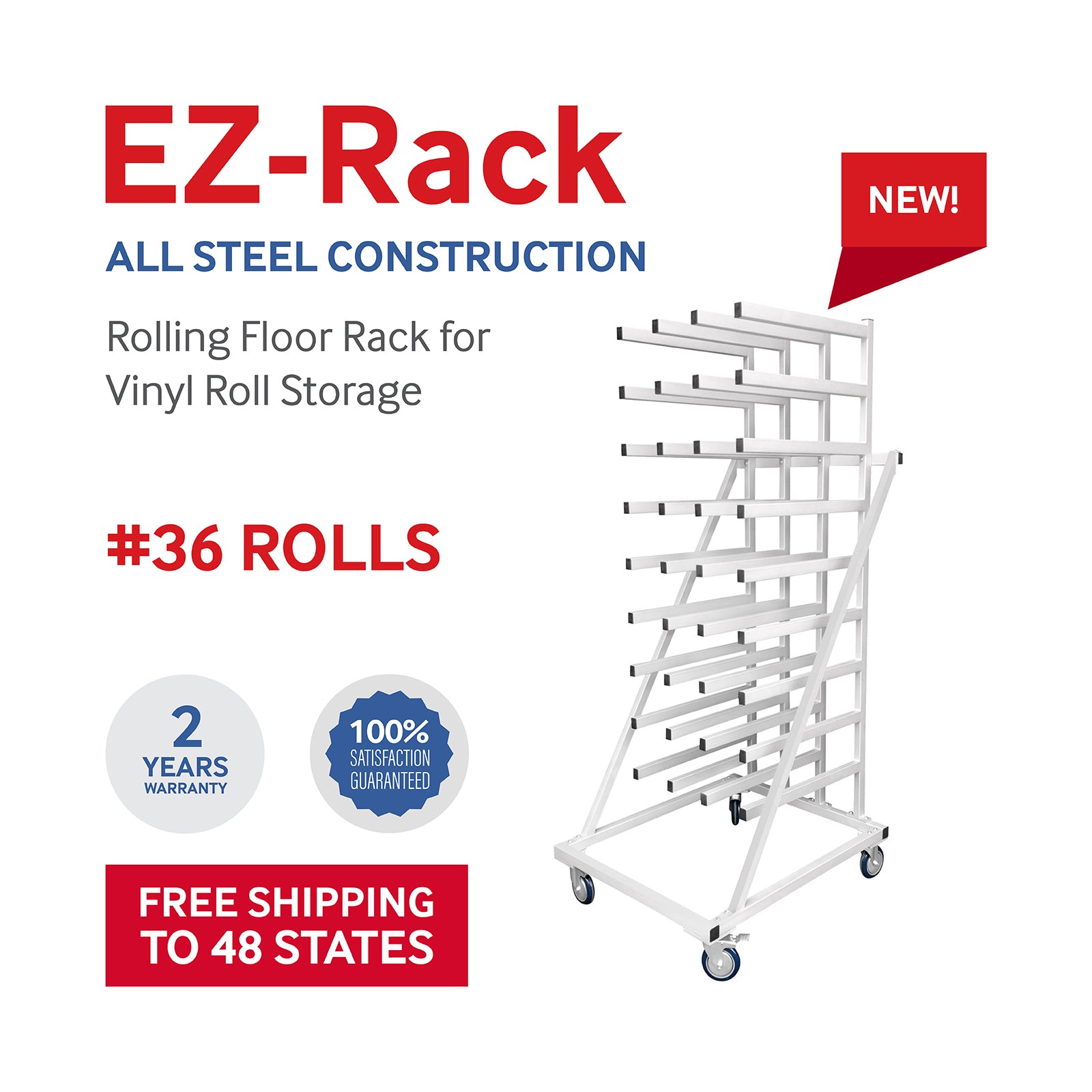 Roller Racking Horizontal EZ Horizontal Vinyl Roller Rack #36 – Plotter Paper Direct