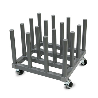 Rolling Floor Rack for Vinyl Roll Storage - Heavy Duty - 16 Spindles - 2'' Core