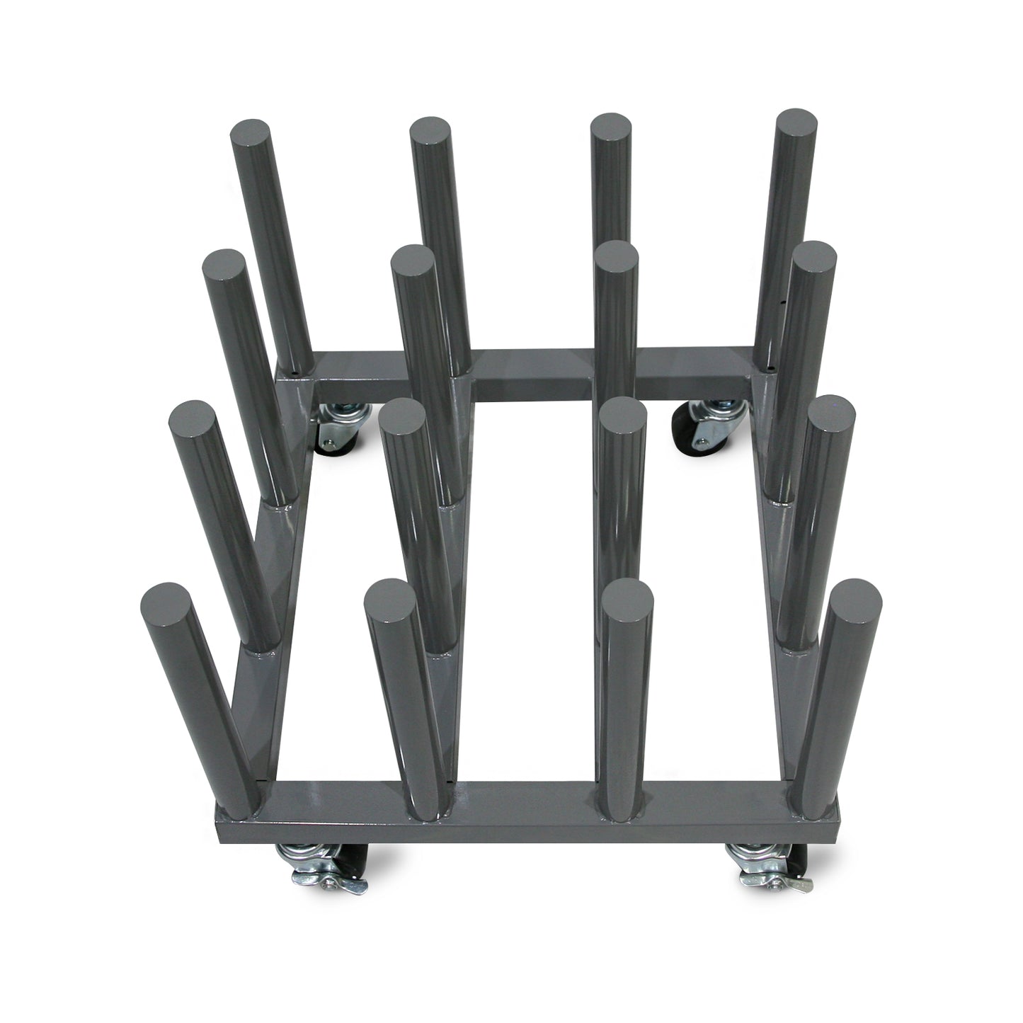 Rolling Floor Rack for Vinyl Roll Storage - Heavy Duty - 16 Spindles - 2'' Core