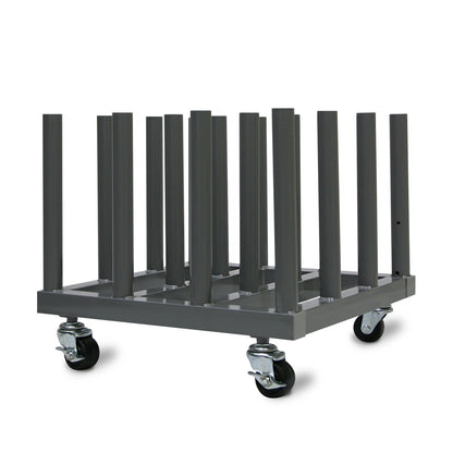 Rolling Floor Rack for Vinyl Roll Storage - Heavy Duty - 16 Spindles - 2'' Core