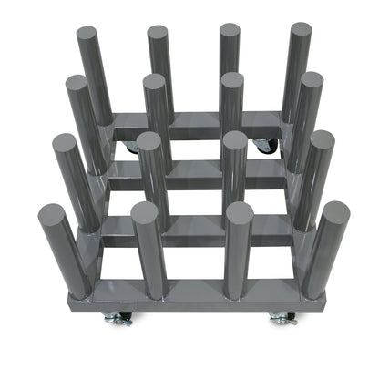 Rolling Floor Rack for Vinyl Roll Storage - Super Heavy Duty - 16 Spindles - 3'' Core
