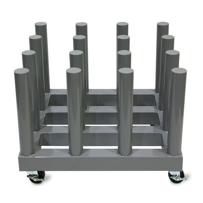 Rolling Floor Rack for Vinyl Roll Storage - Super Heavy Duty - 16 Spindles - 3'' Core
