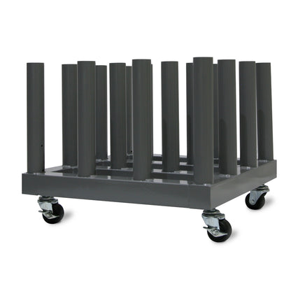 Rolling Floor Rack for Vinyl Roll Storage - Super Heavy Duty - 16 Spindles - 3'' Core