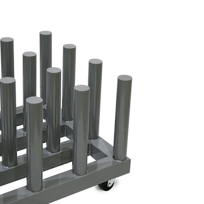 Rolling Floor Rack for Vinyl Roll Storage - Super Heavy Duty - 16 Spindles - 3'' Core