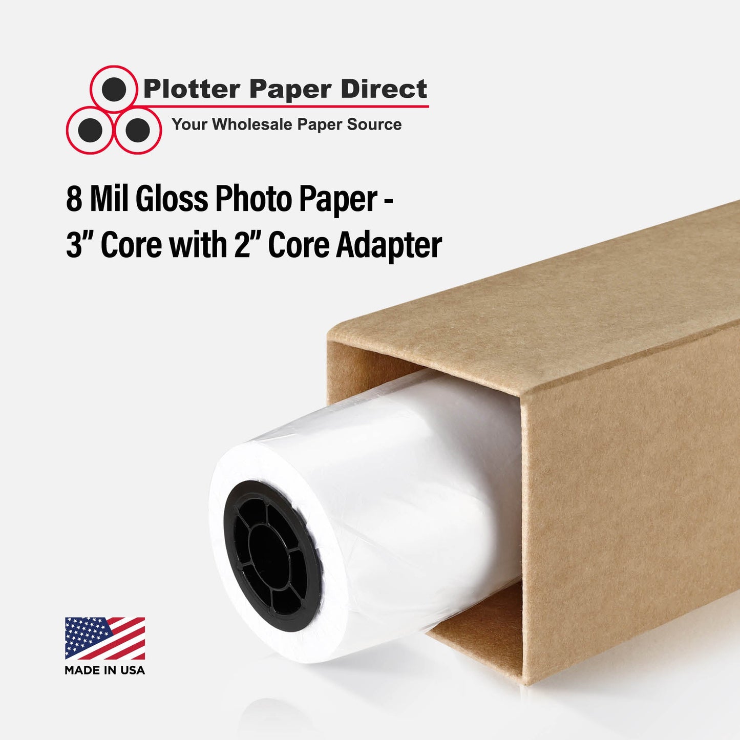 (1) 50'' x 100' Roll - Photo Gloss Paper - 3'' core with 2'' core adapter