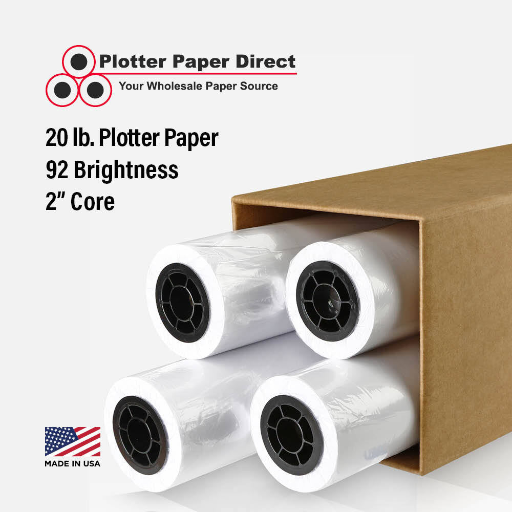 (4) 24'' x 150' Rolls - 20# Plotter Paper - 2'' Core