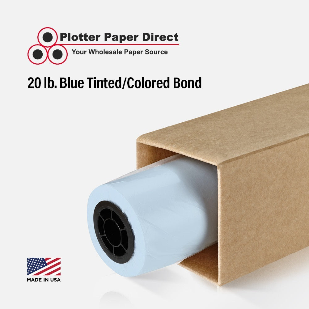 18'' x 150' Rolls - 20 lb Blue Tinted/Colored Bond Plotter Paper on 2'' Core (Pack of 2)