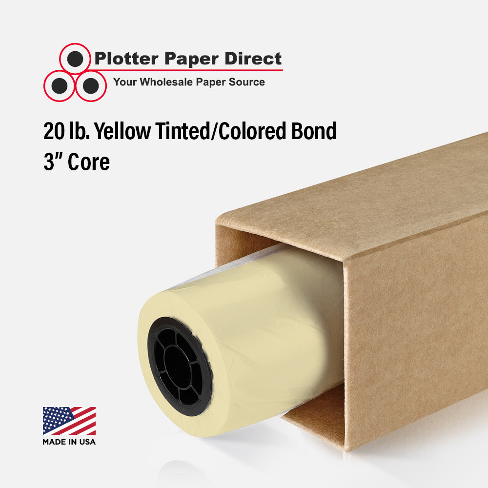 (1) 36'' x 150' Roll - 20# Yellow Tinted/Colored Bond - 2'' Core