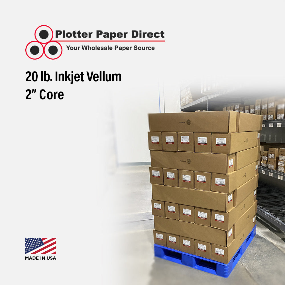 42'' x 150' Roll - 20# Inkjet Vellum - 2'' Core (Pallet of 112)