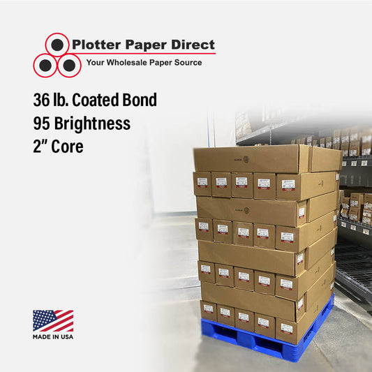 42'' x 100' Roll - 36# Coated Bond - 2'' Core (Pallet of 60)