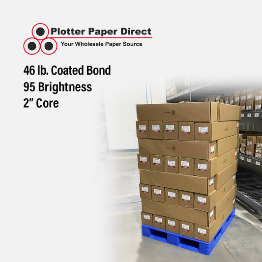24'' x 100' Roll - 46# Coated Bond - 2'' Core (Pallet of 100)