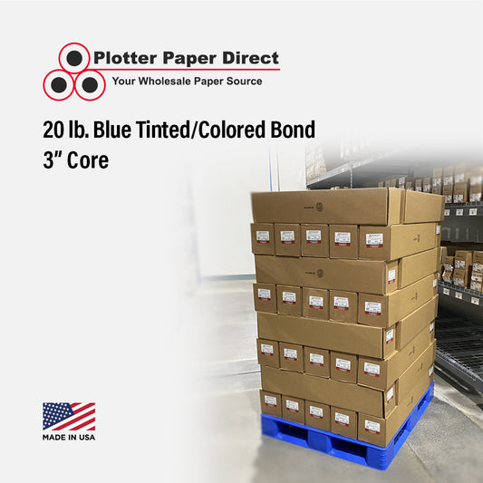 18'' x 500' Rolls - 20# Blue Tinted/Colored Bond - 3'' Core (Pallet of 42)