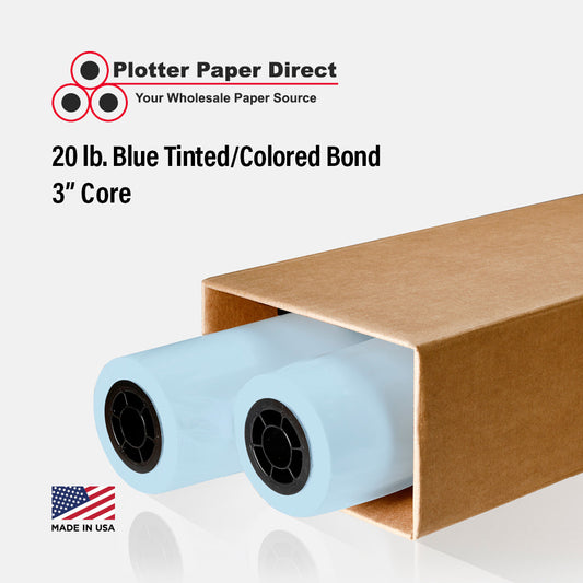 (2) 30'' x 500' Rolls - 20# Blue Tinted/Colored Bond - 3'' Core