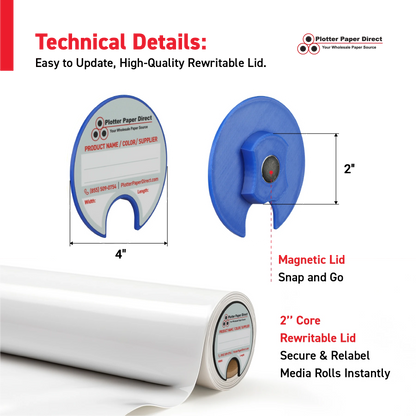 2" Core Rewritable Blue Lid for Media Rolls