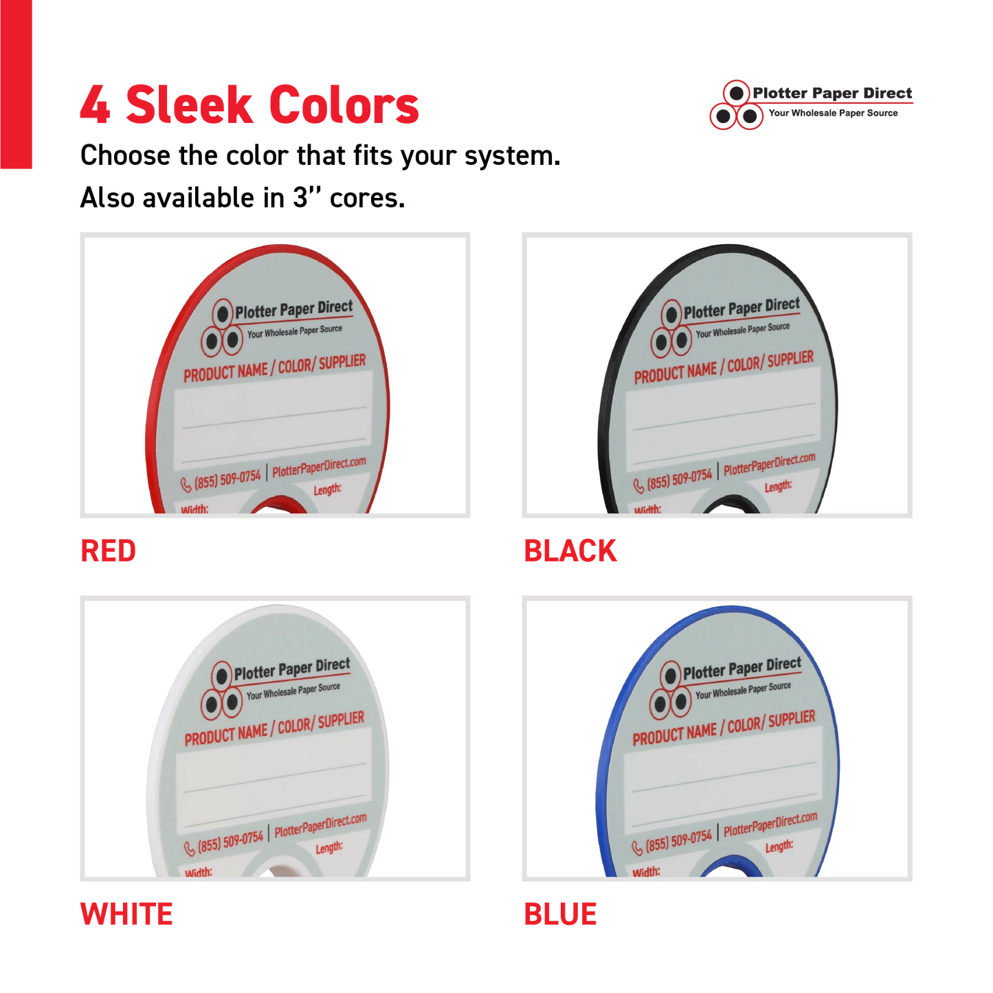 2" Core Rewritable Black Lid for Media Rolls