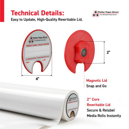 2" Core Rewritable Red Lid for Media Rolls