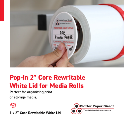 2" Core Rewritable White Lid for Media Rolls