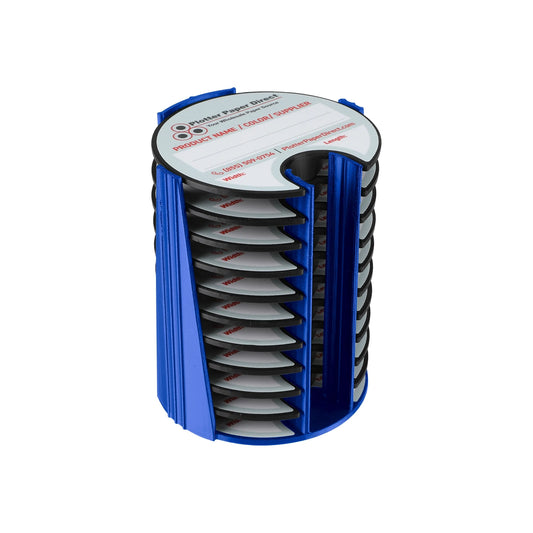 Kit of 10 Rewritable Black Lids for 2" Core Media Rolls + 1 Blue Bench Organizer for 2" & 3" Cores – Durable Storage & Organization for Print Shops and Studios