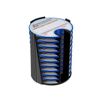 Kit of 10 Rewritable Blue Lids for 2" Core Media Rolls + 1 Black Bench Organizer for 2" & 3" Cores – Durable Storage & Organization for Print Shops and Studios