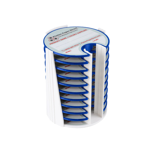 Kit of 10 Rewritable Blue Lids for 2" Core Media Rolls + 1 White Bench Organizer for 2" & 3" Cores – Durable Storage & Organization for Print Shops and Studios