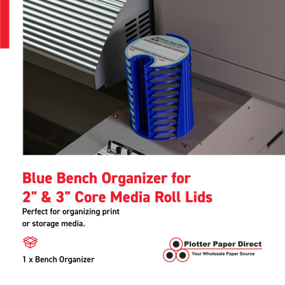 Blue Bench Organizer for 2" & 3" Core Media Roll Lids – Durable & Space-Saving