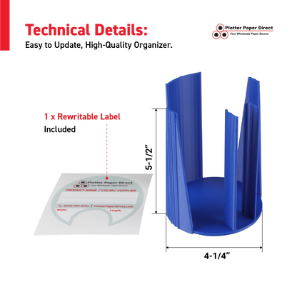 Blue Bench Organizer for 2" & 3" Core Media Roll Lids – Durable & Space-Saving