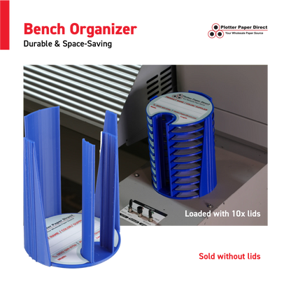Blue Bench Organizer for 2" & 3" Core Media Roll Lids – Durable & Space-Saving