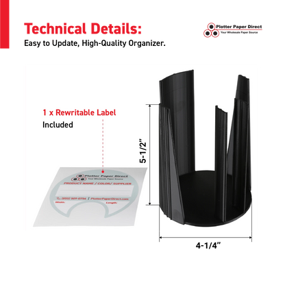Black Bench Organizer for 2" & 3" Core Media Roll Lids – Durable & Space-Saving