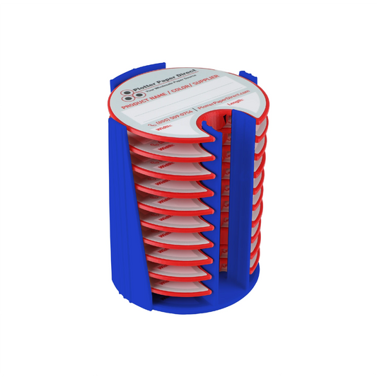 Kit of 10 Rewritable Red Lids for 2" Core Media Rolls + 1 Blue Bench Organizer for 2" & 3" Cores – Durable Storage & Organization for Print Shops and Studios