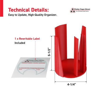 Red Bench Organizer for 2" & 3" Core Media Roll Lids – Durable & Space-Saving