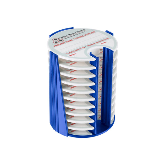 Kit of 10 Rewritable White Lids for 2" Core Media Rolls + 1 Blue Bench Organizer for 2" & 3" Cores – Durable Storage & Organization for Print Shops and Studios