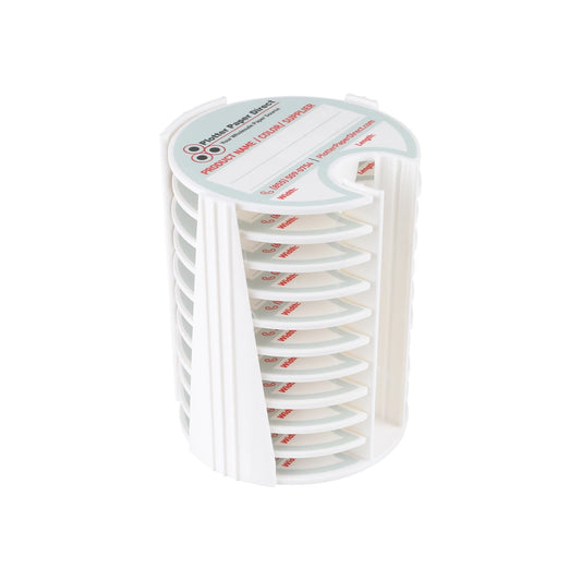 Kit of 10 Rewritable White Lids for 2" Core Media Rolls + 1 White Bench Organizer for 2" & 3" Cores – Durable Storage & Organization for Print Shops and Studios