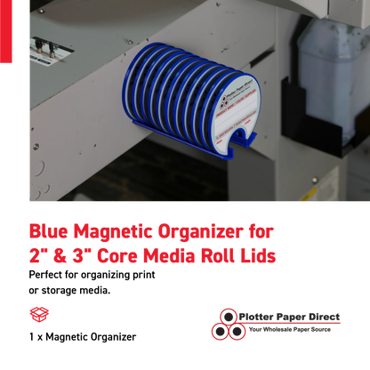 Blue Magnetic Wall Organizer for 2" & 3" Core Media Roll Lids – Space-Saving Storage for Print Shops, Vinyl Roll Accessories, Durable & Easy to Mount