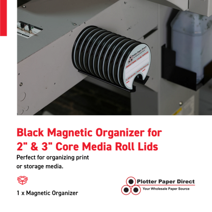 Black Magnetic Wall Organizer for 2" & 3" Core Media Roll Lids – Space-Saving Storage for Print Shops, Vinyl Roll Accessories, Durable & Easy to Mount