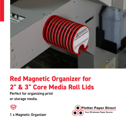 Red Magnetic Wall Organizer for 2" & 3" Core Media Roll Lids – Space-Saving Storage for Print Shops, Vinyl Roll Accessories, Durable & Easy to Mount