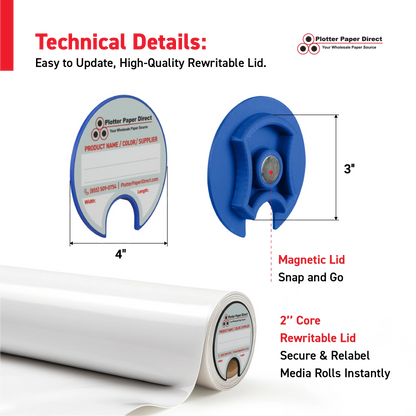 3" Core Rewritable Blue Lid for Media Rolls