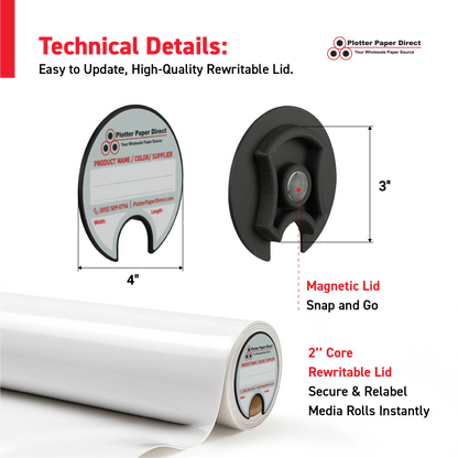 3" Core Rewritable Black Lid for Media Rolls