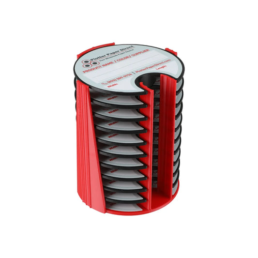 Kit of 10 Rewritable Black Lids for 3" Core Media Rolls + 1 Red Bench Organizer for 2" & 3" Cores – Durable Storage & Organization for Print Shops and Studios