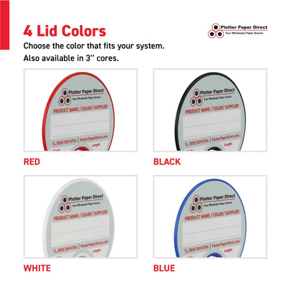 Kit of 10 Rewritable Red Lids for 3" Core Media Rolls + 1 Black Bench Organizer for 2" & 3" Cores – Durable Storage & Organization for Print Shops and Studios