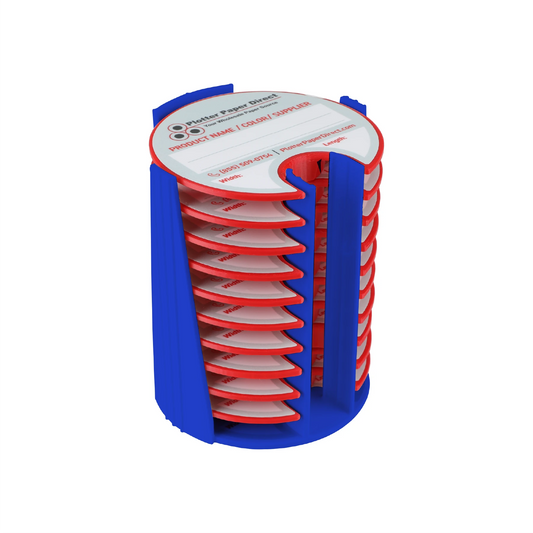 Kit of 10 Rewritable Red Lids for 3" Core Media Rolls + 1 Blue Bench Organizer for 2" & 3" Cores – Durable Storage & Organization for Print Shops and Studios
