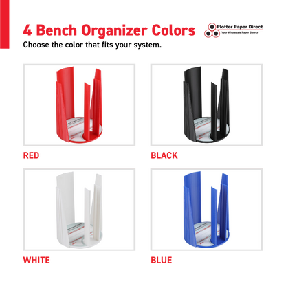 Kit of 10 Rewritable Red Lids for 3" Core Media Rolls + 1 Blue Bench Organizer for 2" & 3" Cores – Durable Storage & Organization for Print Shops and Studios