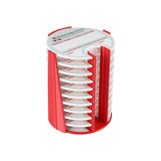 Kit of 10 Rewritable White Lids for 3" Core Media Rolls + 1 Red Bench Organizer for 2" & 3" Cores – Durable Storage & Organization for Print Shops and Studios