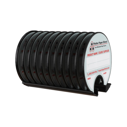 Kit of 10 Rewritable Black Lids for 3" Core Media Rolls + 1 Black Magnetic Wall Organizer for 2" & 3" Cores – Durable Storage Solution for Print & Sign Shops