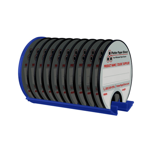 Kit of 10 Rewritable Black Lids for 3" Core Media Rolls + 1 Blue Magnetic Wall Organizer for 2" & 3" Cores – Durable Storage Solution for Print & Sign Shops