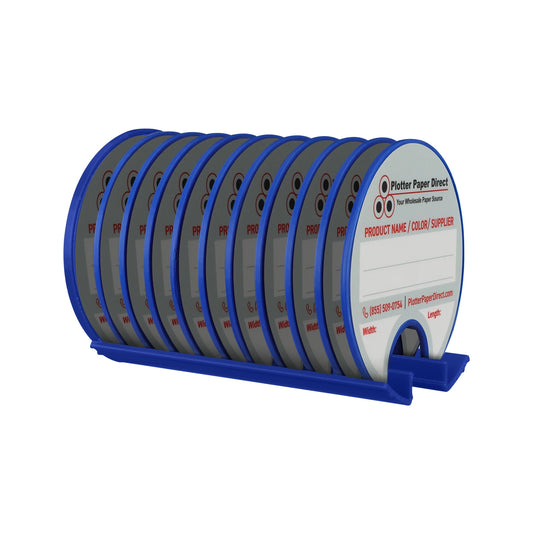Kit of 10 Rewritable Blue Lids for 3" Core Media Rolls + 1 Blue Bench Organizer for 2" & 3" Cores – Durable Storage & Organization for Print Shops and Studios