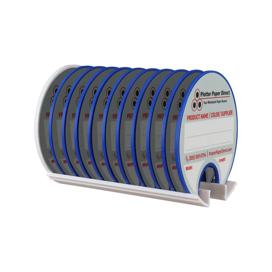 Kit of 10 Rewritable Blue Lids for 3" Core Media Rolls + 1 White Magnetic Wall Organizer for 2" & 3" Cores – Durable Storage Solution for Print & Sign Shops