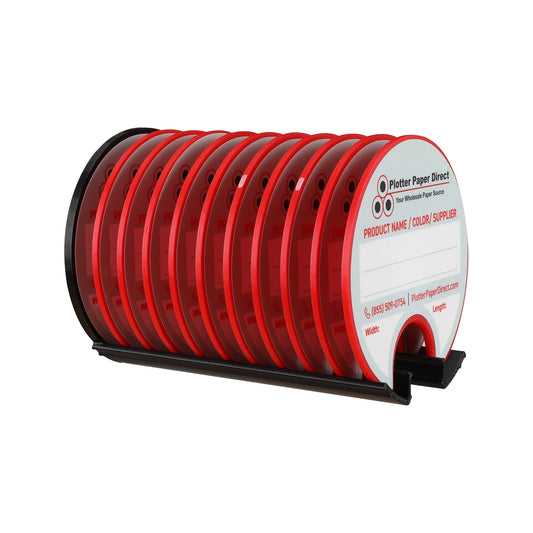 Kit of 10 Rewritable Red Lids for 3" Core Media Rolls + 1 Black Magnetic Wall Organizer for 2" & 3" Cores – Durable Storage Solution for Print & Sign Shops