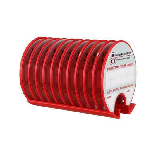 Kit of 10 Rewritable Red Lids for 3" Core Media Rolls + 1 Red Magnetic Wall Organizer for 2" & 3" Cores – Durable Storage Solution for Print & Sign Shops