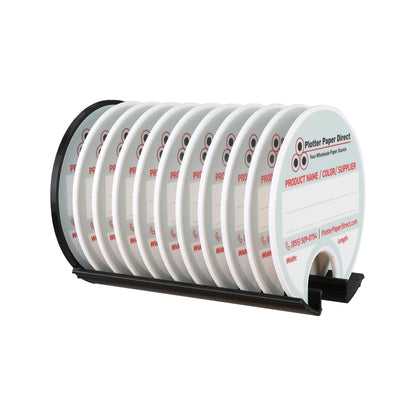 Kit of 10 Rewritable White Lids for 3" Core Media Rolls + 1 Black Magnetic Wall Organizer for 2" & 3" Cores – Durable Storage Solution for Print & Sign Shops