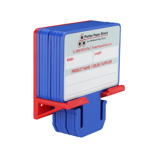 Blue MediaCards Kit for Vinyl Roll Storage – 10 Writable Double-Sided Cards for 2" Core Rolls with Red Magnetic Organizer – Label & Track Media Easily
